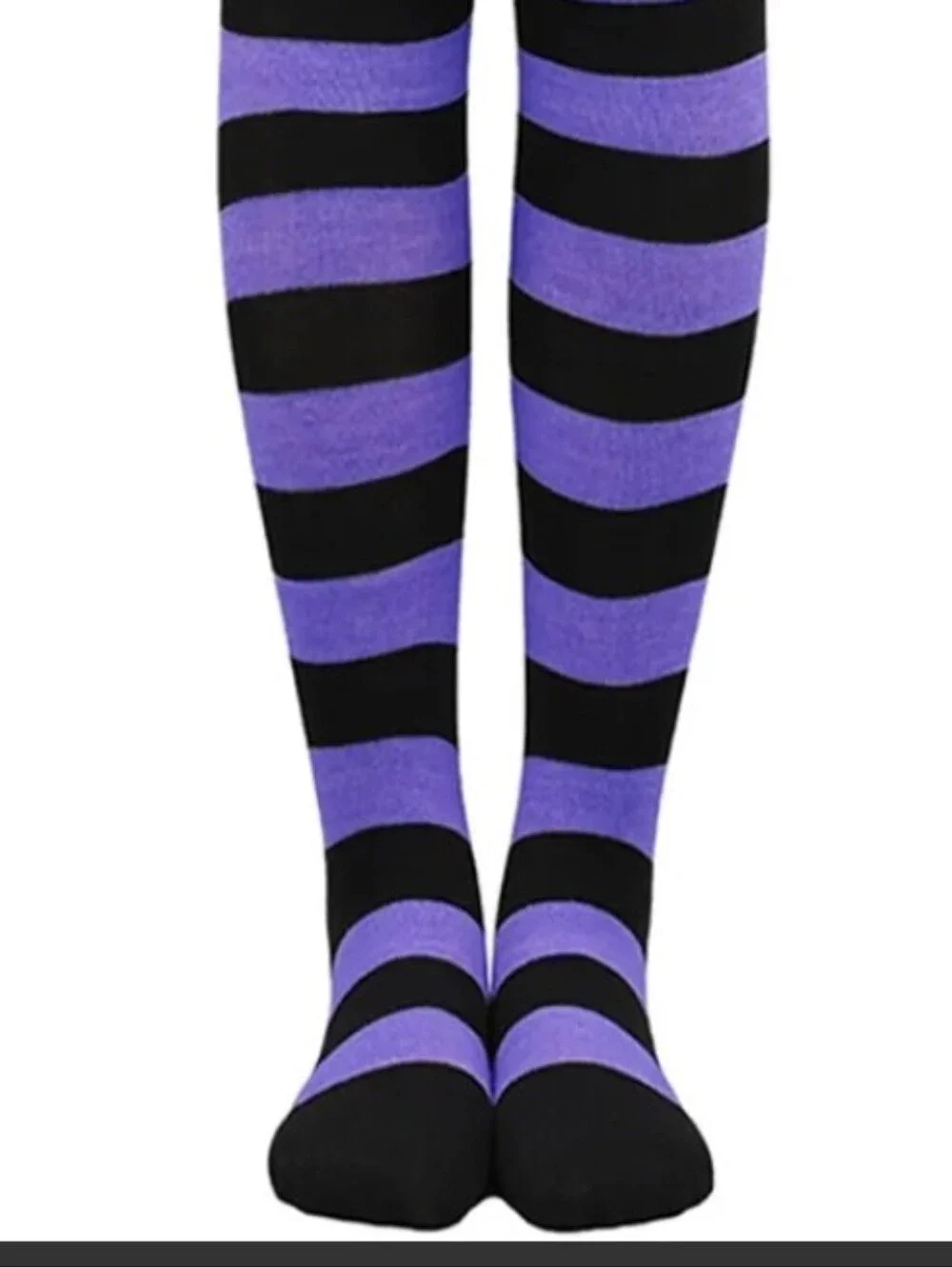Lavender Purple & Black Wide Striped Thigh-High Socks & Arm Warmers